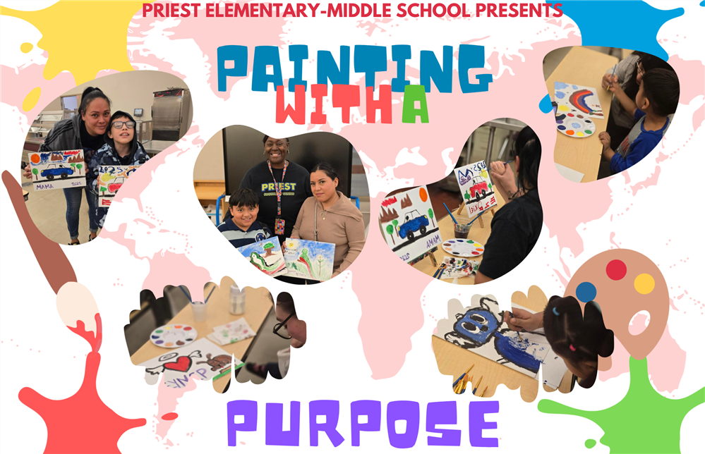  A collage of students and parents painting